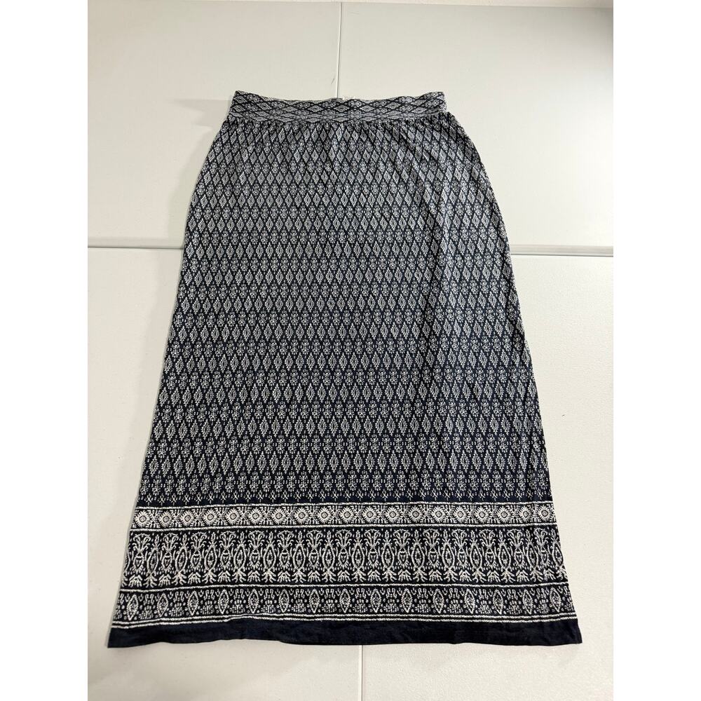 DB Established 1962 Womens XL Navy Blue Boho Paisley Print Maxi Skirt